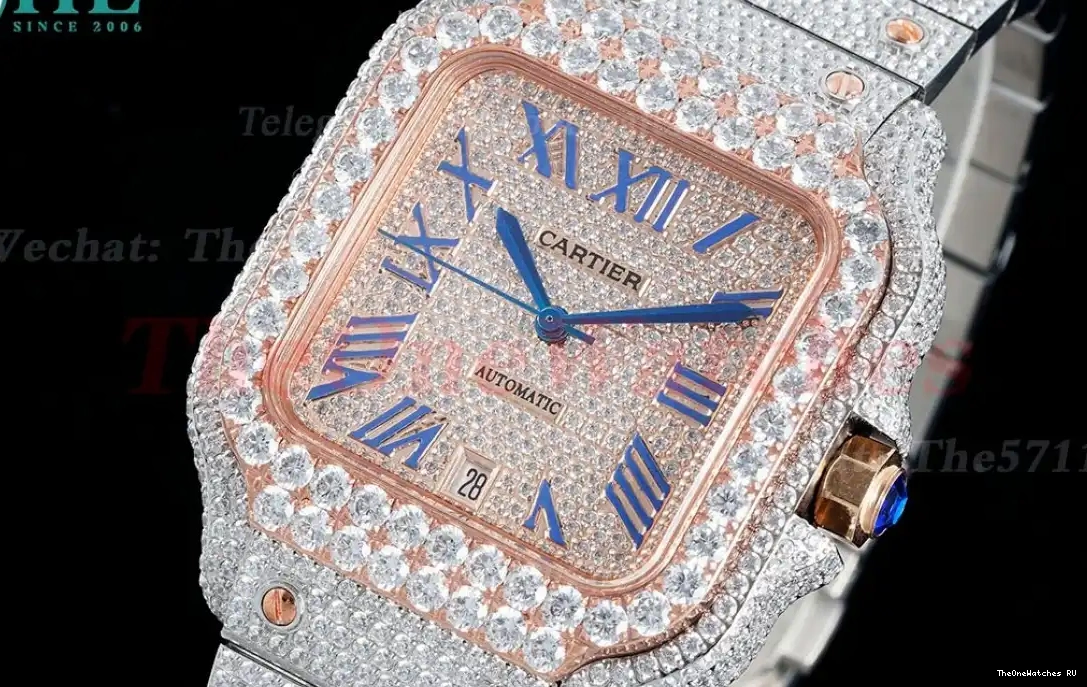 Santos 40mm SS XL 100 Rmn SS RG Mens AMG Dia MY9015 0612